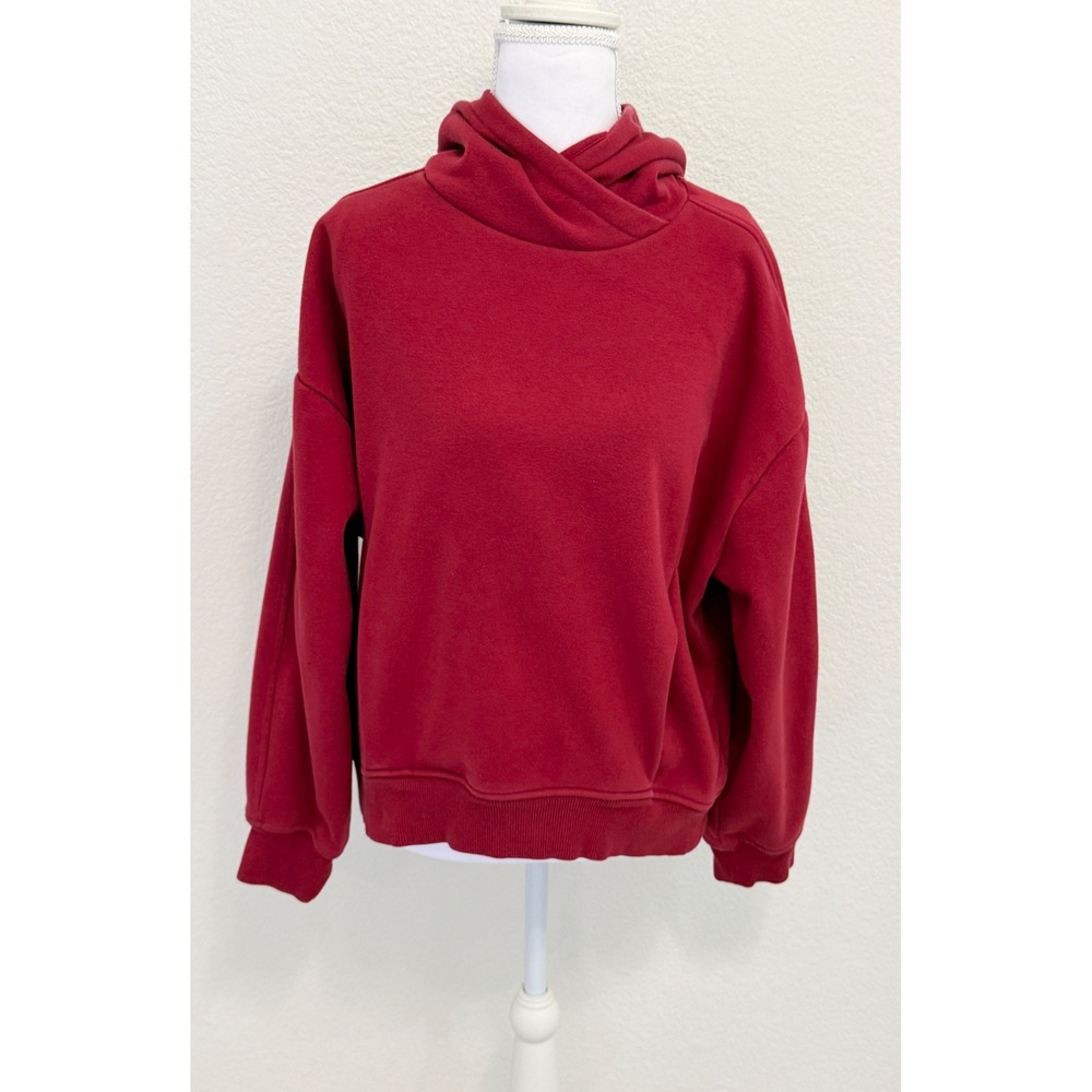 Athleta Hoodie Red Crossover Neck Sweatshirt 792003-05 Medium